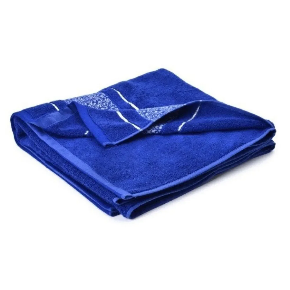 Towel Set Set of 2 Rayon and Cotton Blue